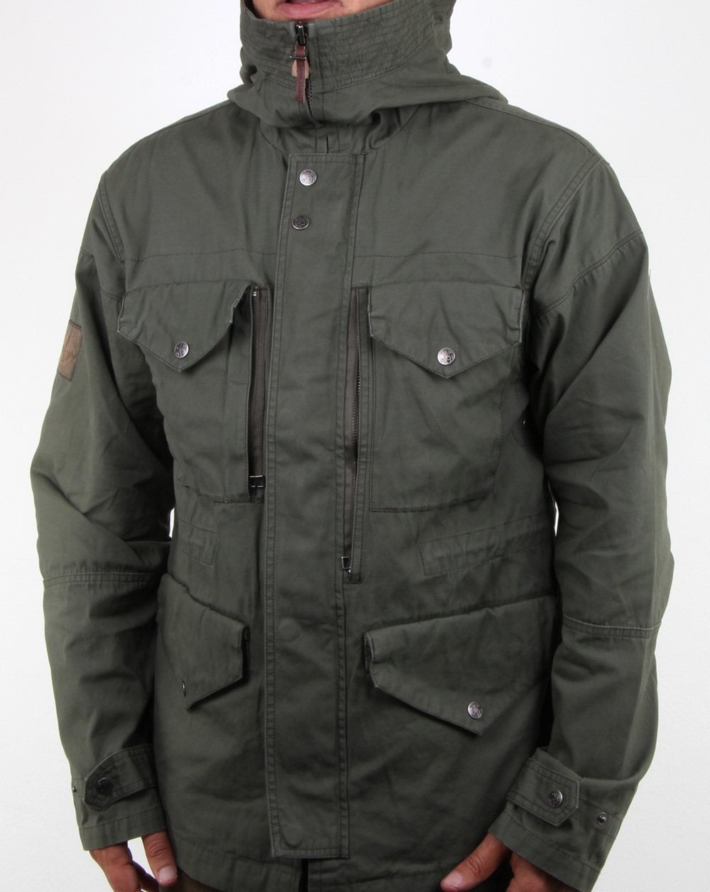 Pretty Green Kildare Mid Length Snorkel Jacket Khaki