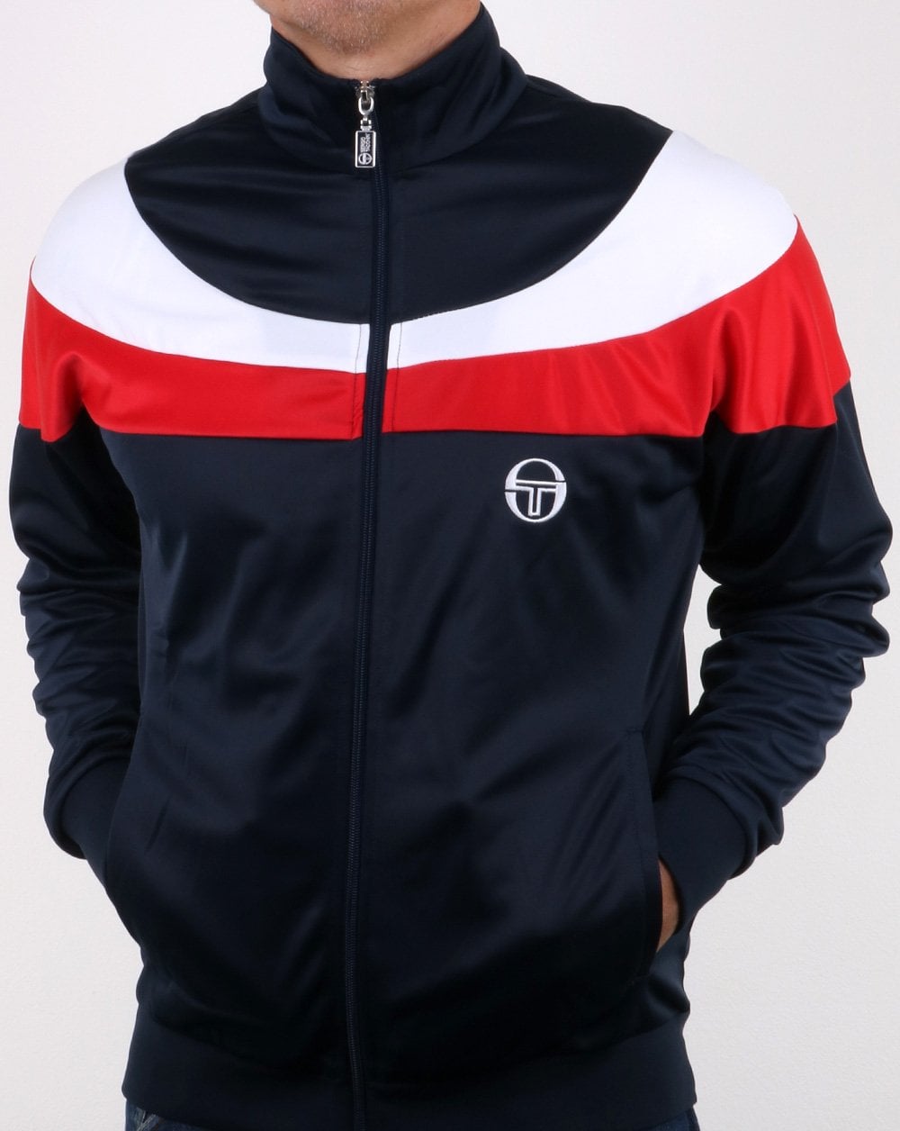Sergio Tacchini Fohn Trainingsjacke Marineblau/Weiß