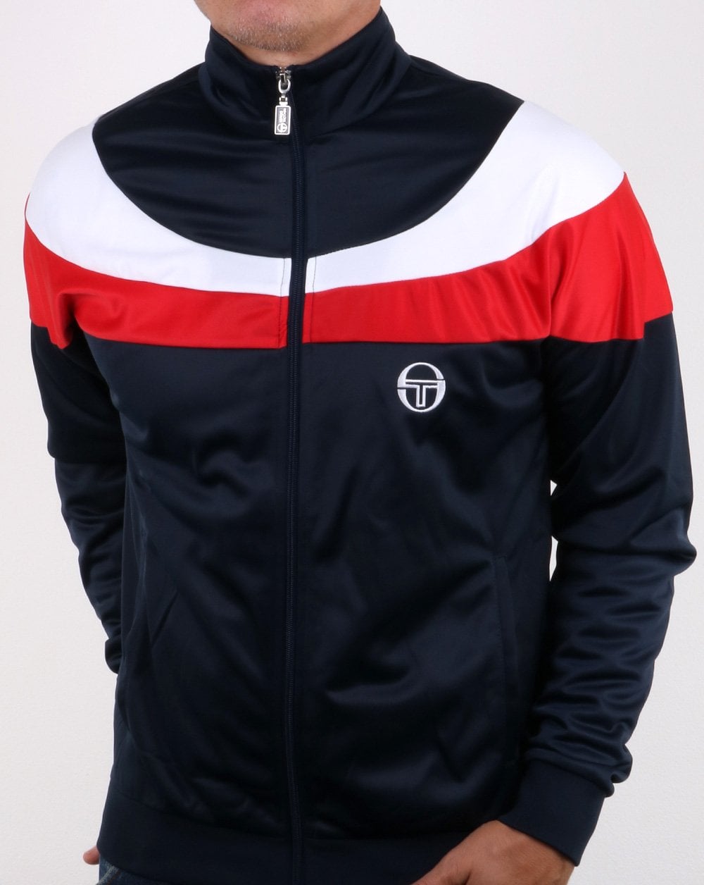 Sergio Tacchini Fohn Trainingsjacke Marineblau/Weiß