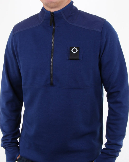 Ma.Strum Ma.strum – Sweatshirt mit Viertelreißverschluss, dunkles Indigo