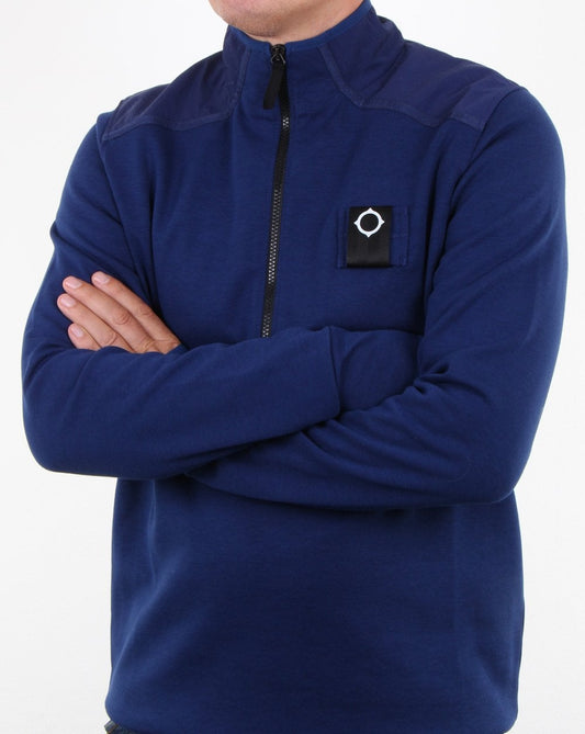 Ma.Strum Ma.strum – Sweatshirt mit Viertelreißverschluss, dunkles Indigo