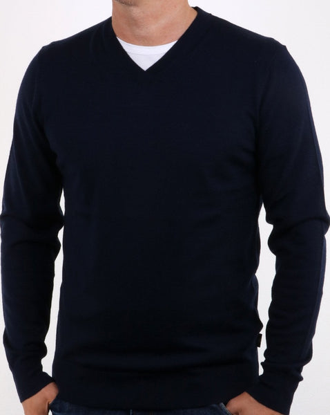 Aquascutum Helm Merino V Neck Navy