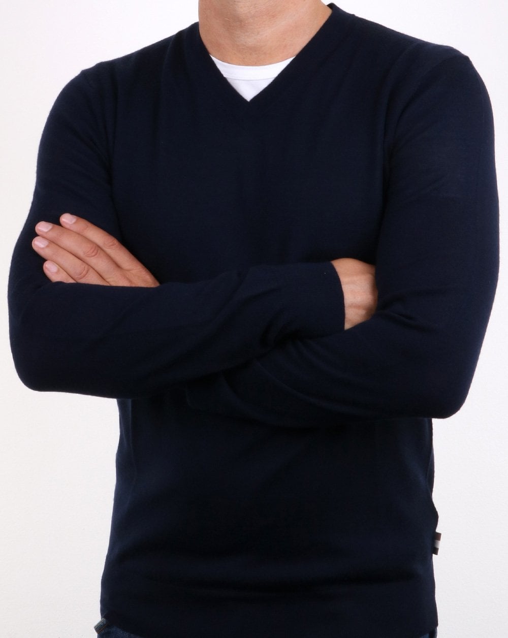 Aquascutum Helm Merino V-Ausschnitt Marineblau