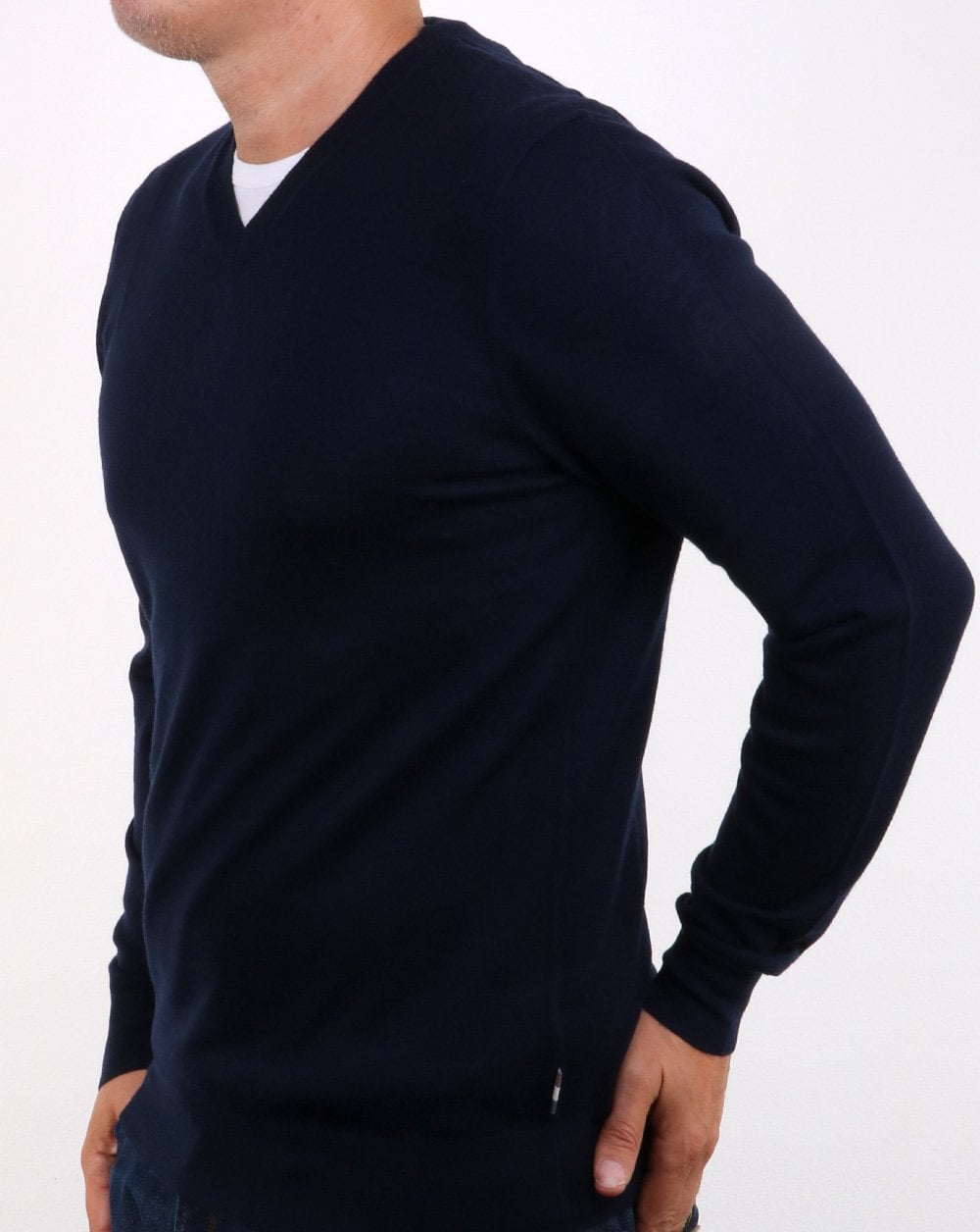 Aquascutum Helm Merino V-Ausschnitt Marineblau