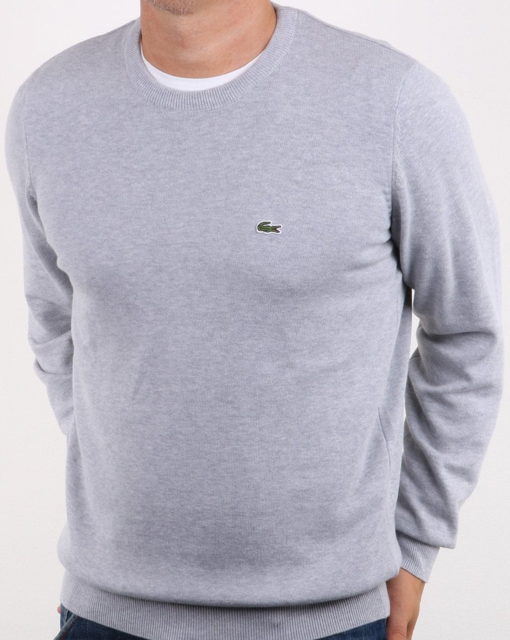 Lacoste Rundhalspullover Silbergrau