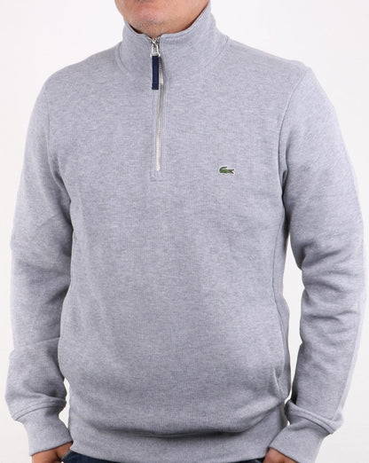 Lacoste – Oberteil mit Viertelreißverschluss in Grau