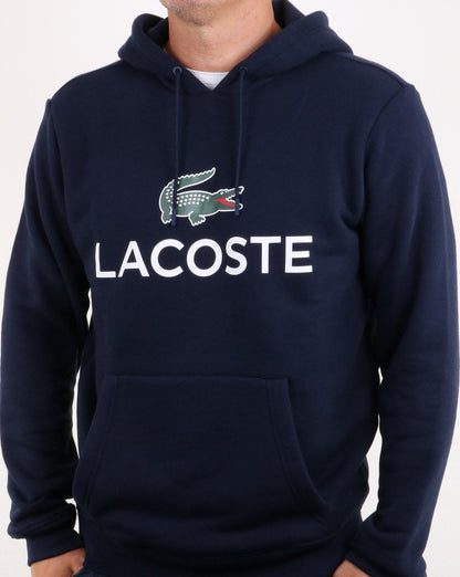 Lacoste – Kapuzenoberteil mit Logo in Marineblau