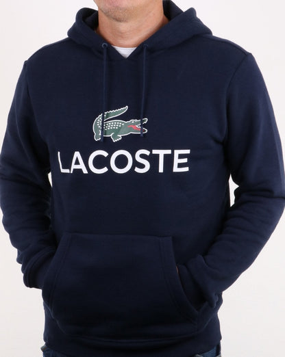 Lacoste – Kapuzenoberteil mit Logo in Marineblau