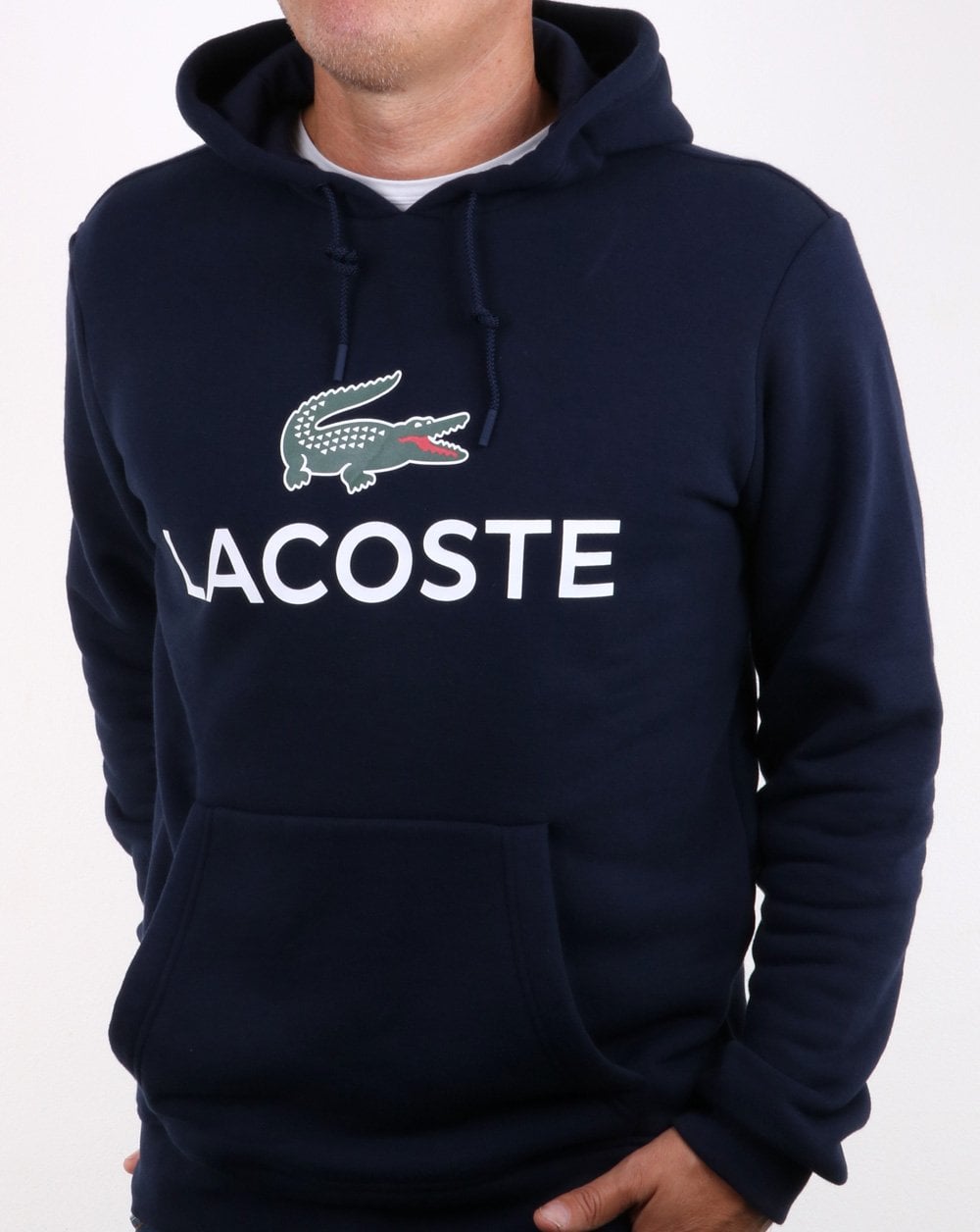 Lacoste – Kapuzenoberteil mit Logo in Marineblau