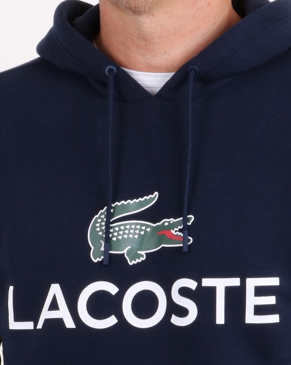 Lacoste – Kapuzenoberteil mit Logo in Marineblau