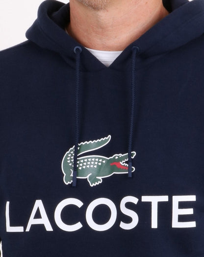 Lacoste – Kapuzenoberteil mit Logo in Marineblau