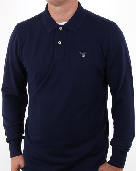 Gant Pique Ls Rugger Polo Evening Blue