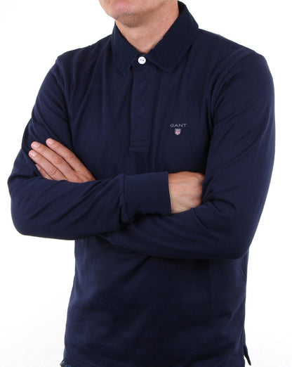 Gant – Klassisches Rugby-Shirt in Marineblau
