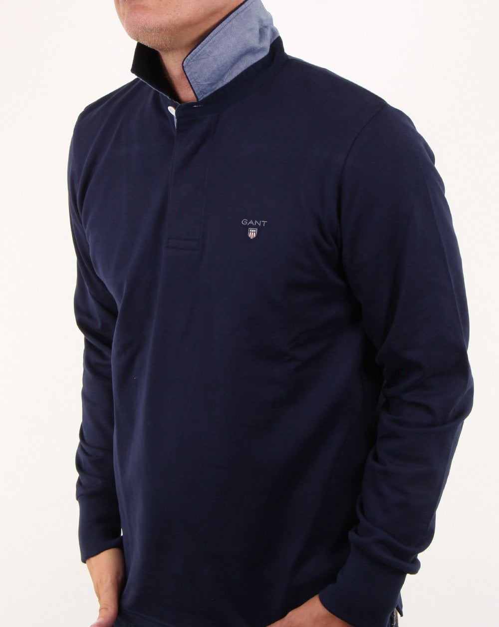 Gant – Klassisches Rugby-Shirt in Marineblau