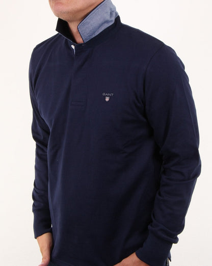 Gant – Klassisches Rugby-Shirt in Marineblau