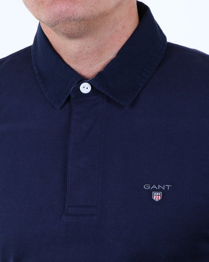 Gant – Klassisches Rugby-Shirt in Marineblau