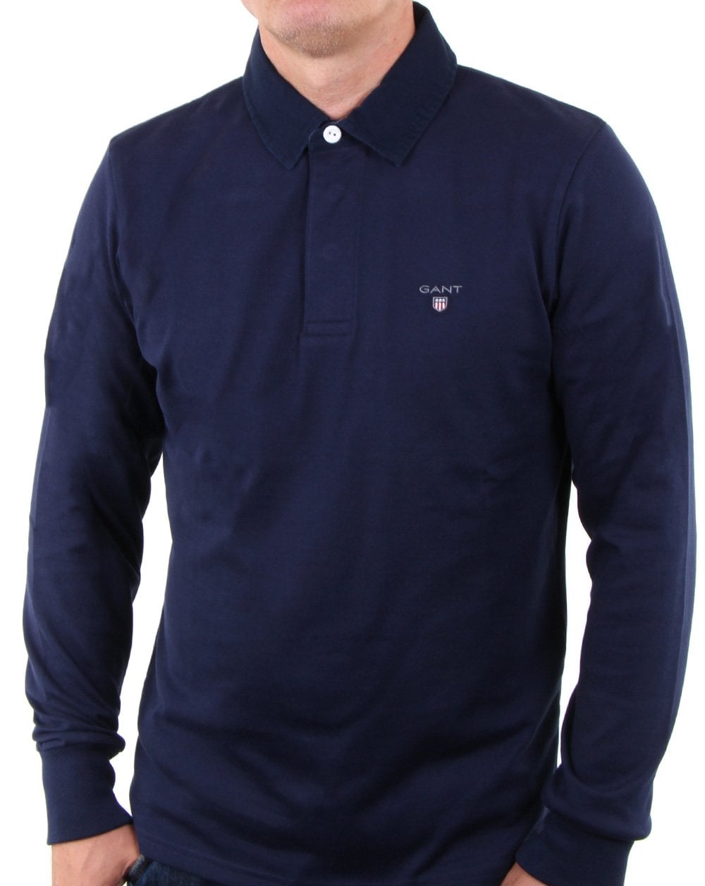 Gant – Klassisches Rugby-Shirt in Marineblau