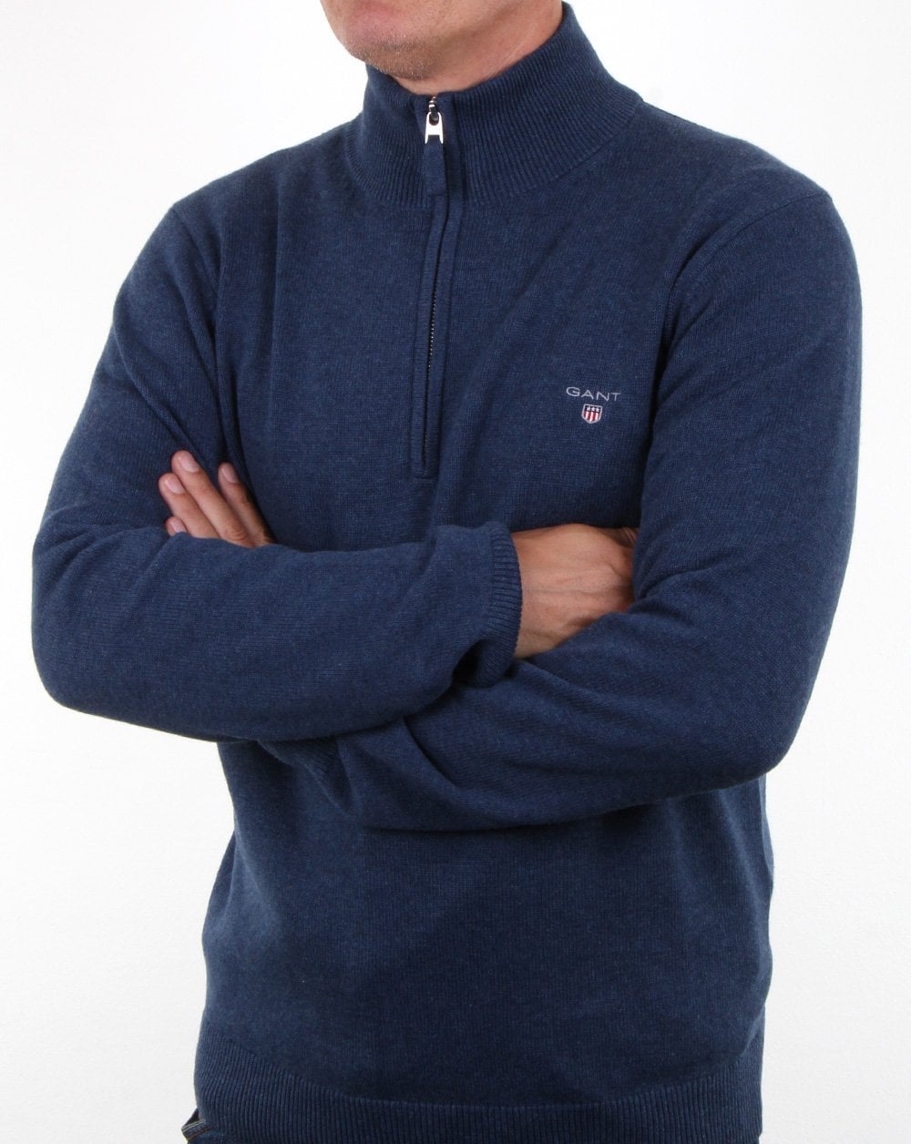 Gant Contrast Half Zip Strick Blau