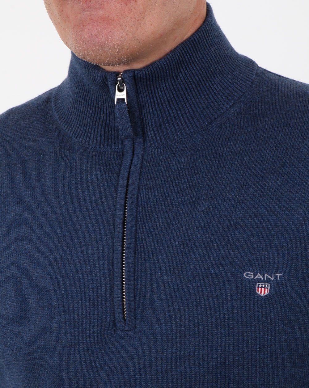 Gant Contrast Half Zip Strick Blau