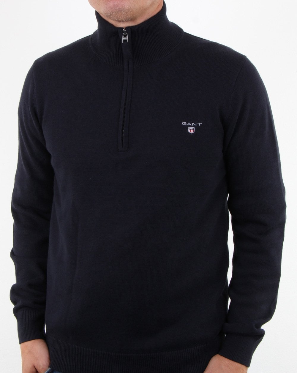 Gant Contrast Zip Knit jumper Navy