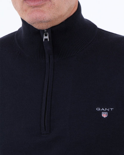 Gant – Strickpullover mit Kontrastreißverschluss in Marineblau