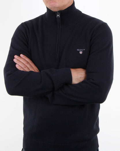 Gant – Strickpullover mit Kontrastreißverschluss in Marineblau