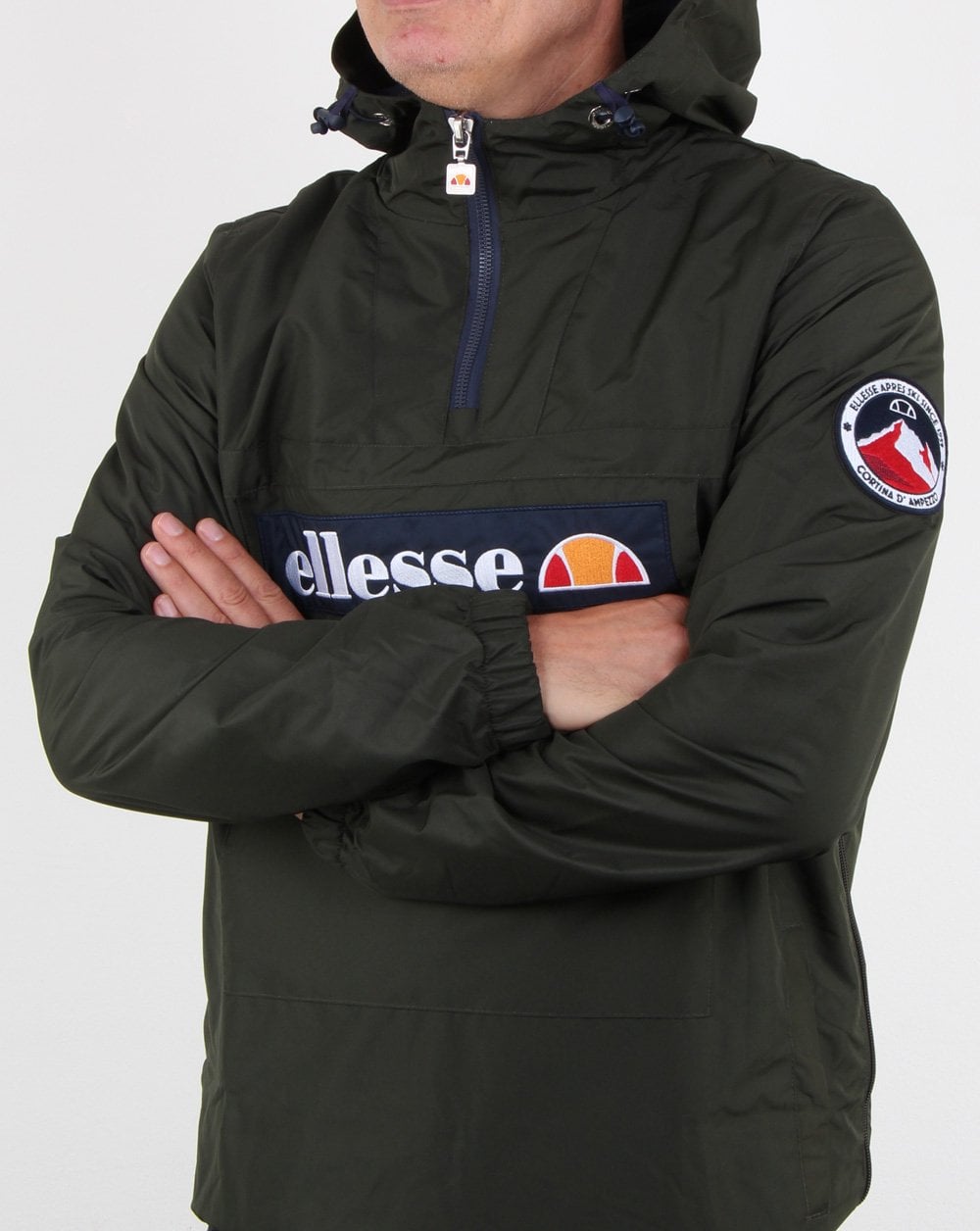 Ellesse – Überziehjacke mit Viertelreißverschluss, tiefes Khaki