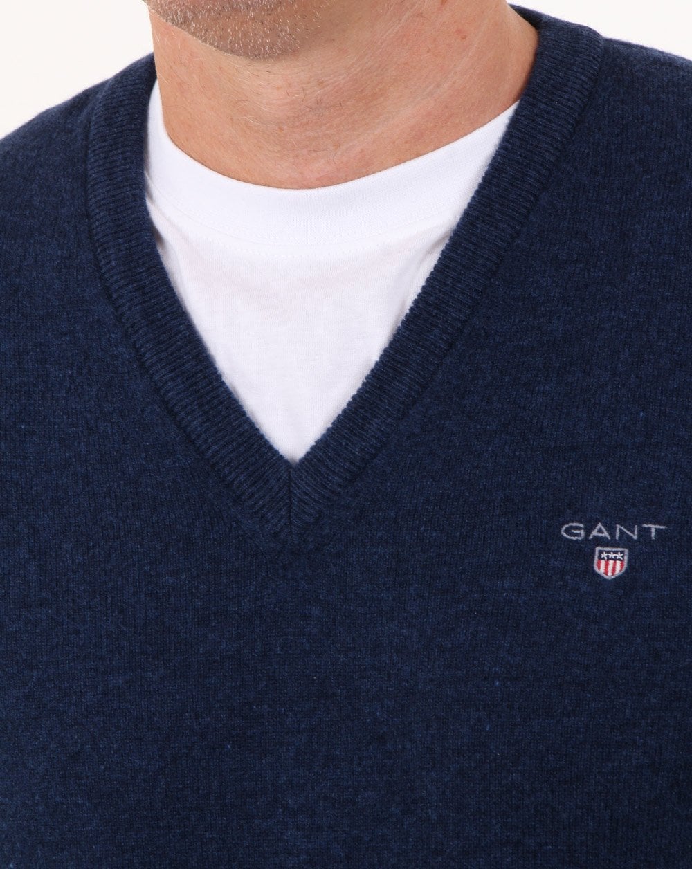 Gant Super Fine Lambswool V-neck Dark Cobalt Blue