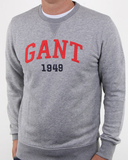 Gant Graphic Rundhals-Sweatshirt Grau Melange