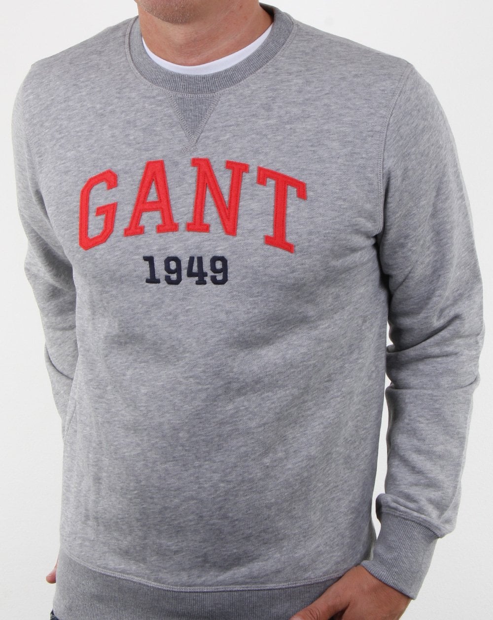 Gant Graphic Crew Neck Sweatshirt Grey Melange