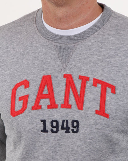 Gant Graphic Rundhals-Sweatshirt Grau Melange