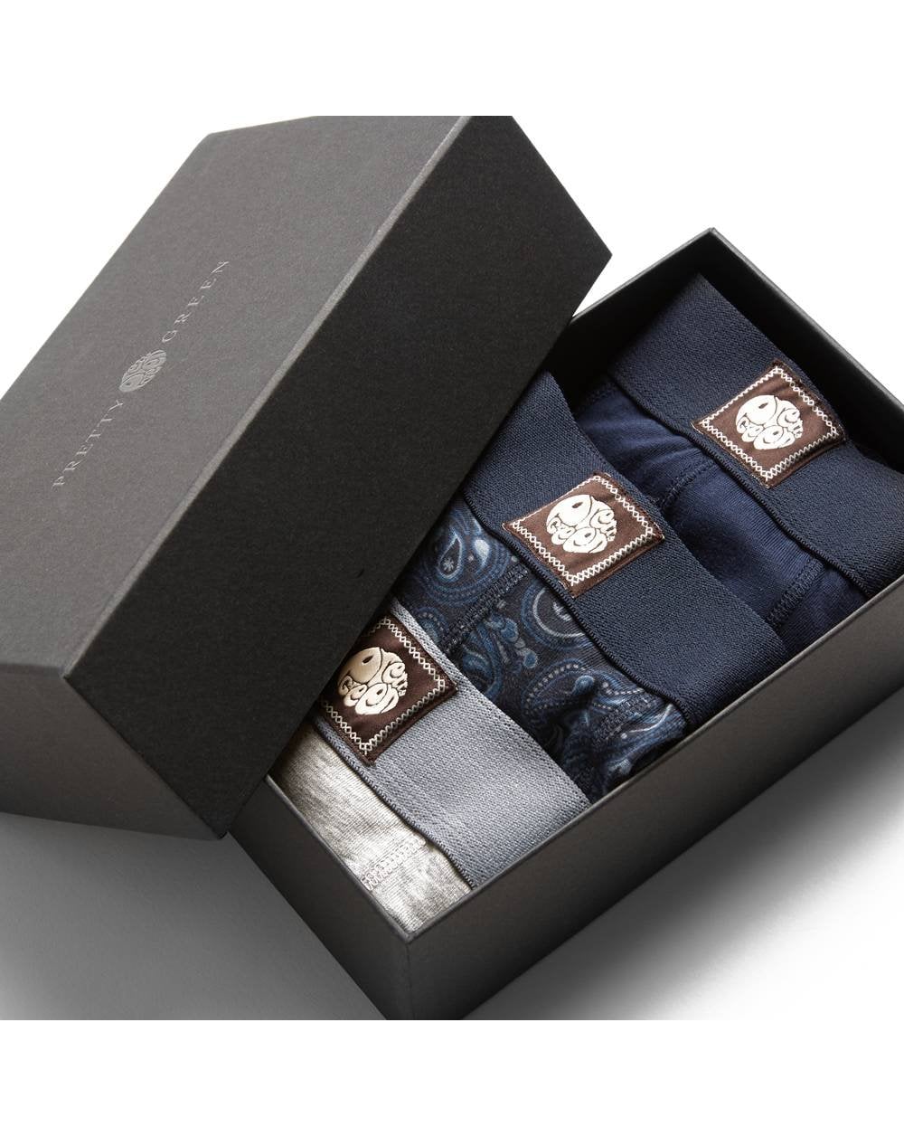 Pretty Green 3 Pack Boxer Shorts Gift Box Navy