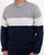 Gant Colourblock Stripe Crew Jumper Evening Blue