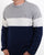 Gant Colourblock Stripe Crew Jumper Evening Blue