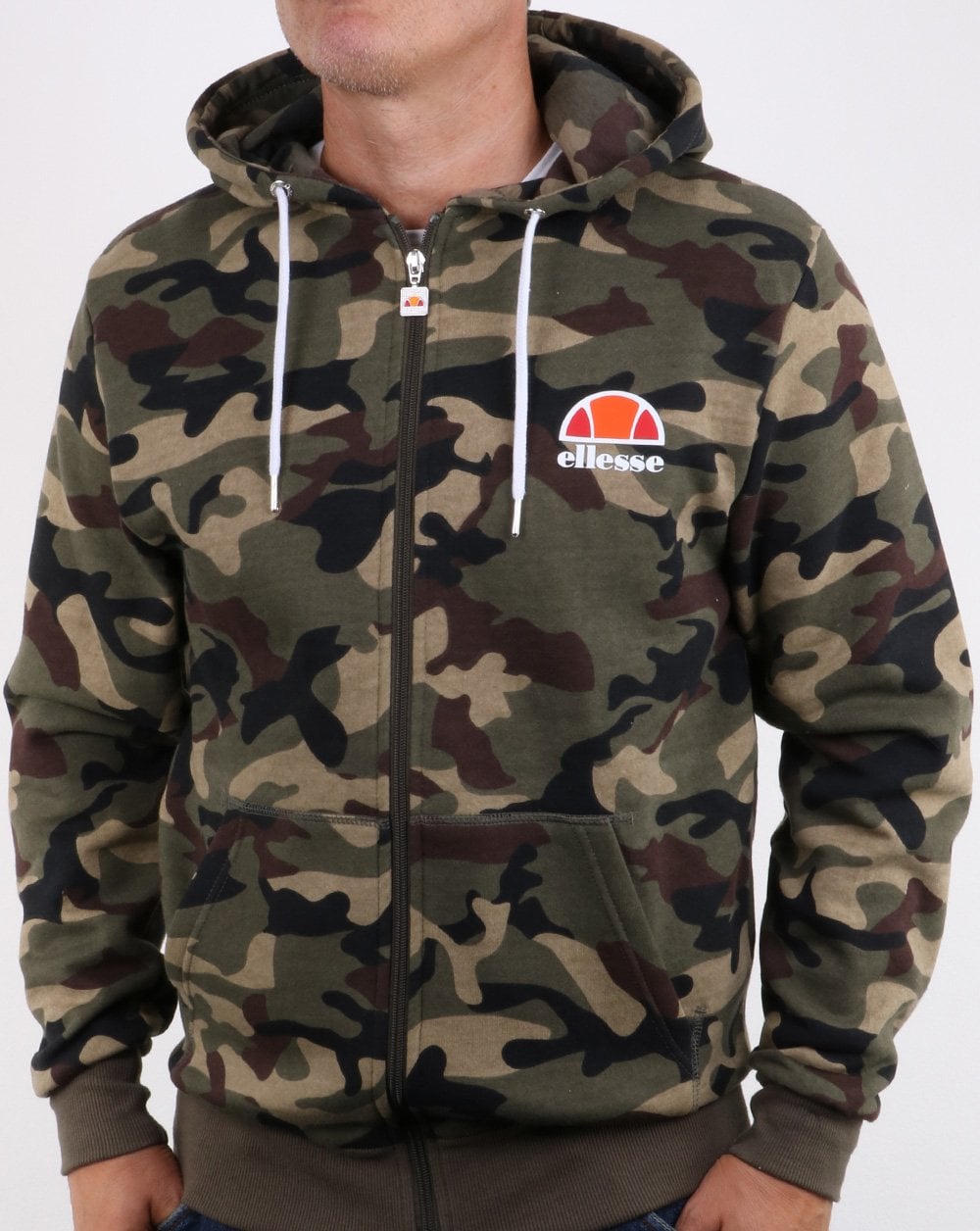 Ellesse – Miletto – Kapuzenjacke mit durchgehendem Reißverschluss in Camouflage