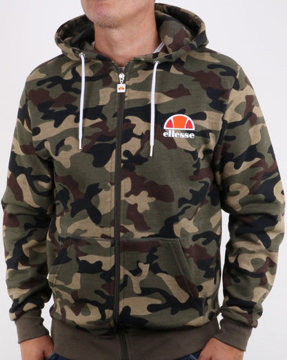 Ellesse – Miletto – Kapuzenjacke mit durchgehendem Reißverschluss in Camouflage