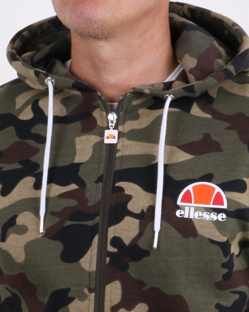 Ellesse – Miletto – Kapuzenjacke mit durchgehendem Reißverschluss in Camouflage