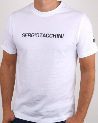 Sergio Tacchini Linear Logo T-Shirt Weiß/Marineblau