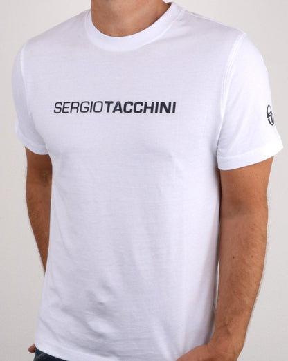 Sergio Tacchini Linear Logo T-Shirt Weiß/Marineblau