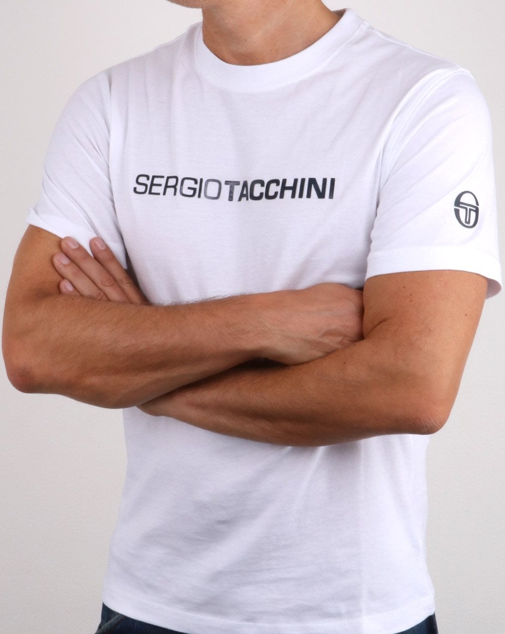 Sergio Tacchini Linear Logo T-Shirt Weiß/Marineblau