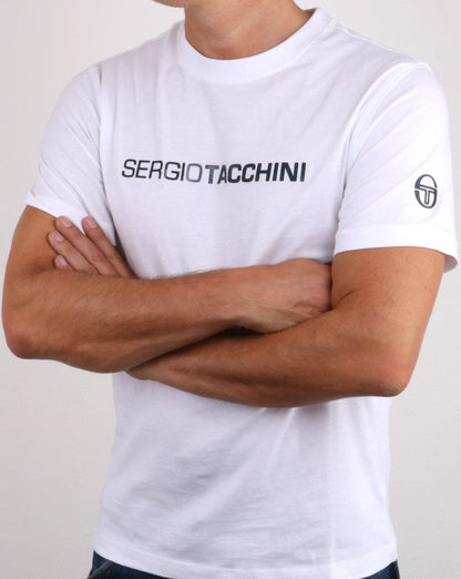 Sergio Tacchini Linear Logo T-Shirt Weiß/Marineblau