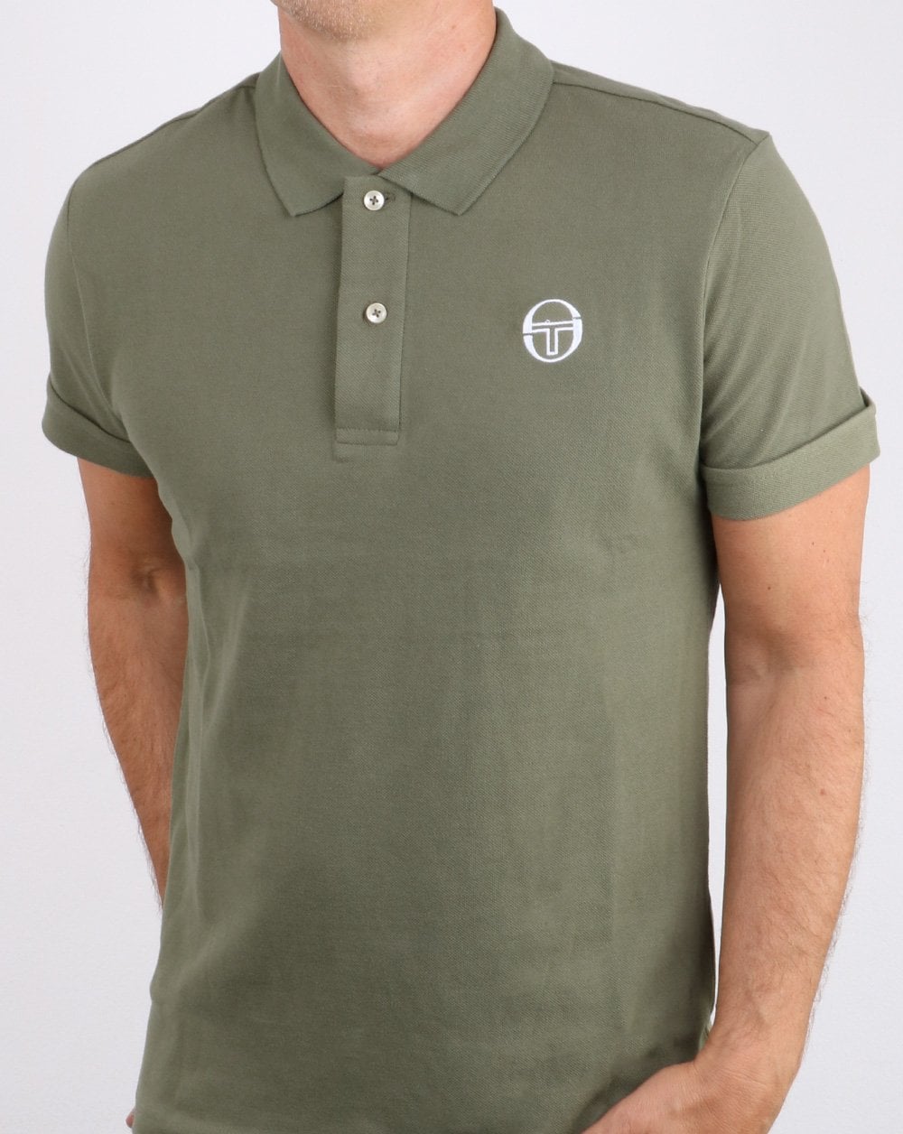 Sergio Tacchini Klassisches Poloshirt Oliv/Weiß