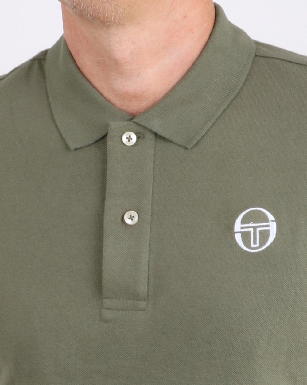 Sergio Tacchini Klassisches Poloshirt Oliv/Weiß