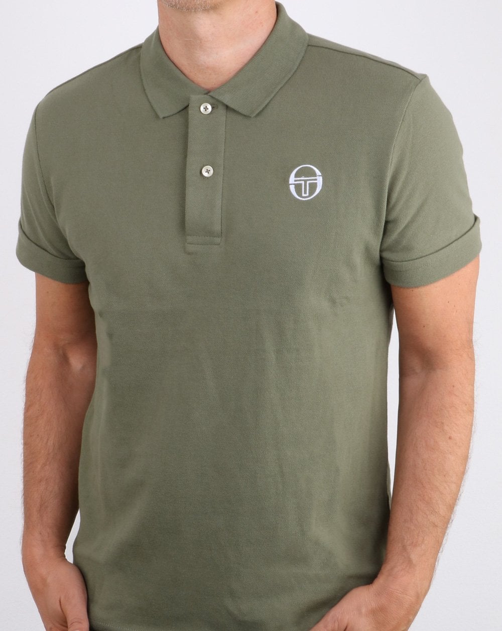 Sergio Tacchini Klassisches Poloshirt Oliv/Weiß