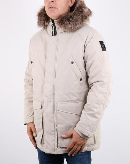 Marshall Artist Parka mit abnehmbarer Pelzkapuze in Stein