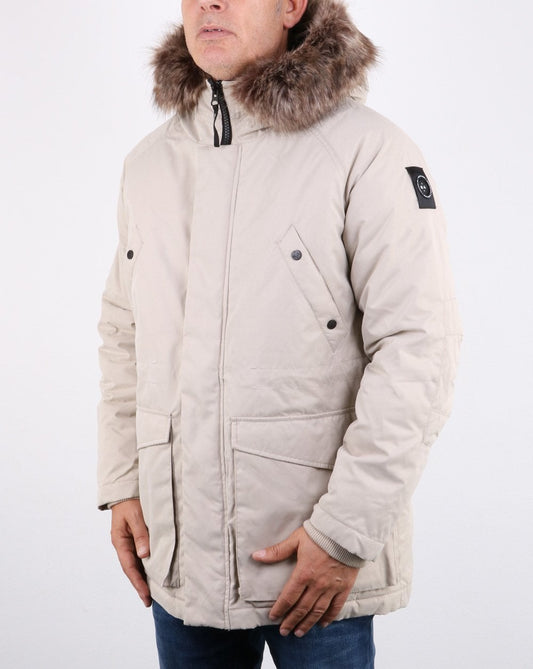 Marshall Artist Marshall Artist Parka mit abnehmbarer Pelzkapuze in Stein