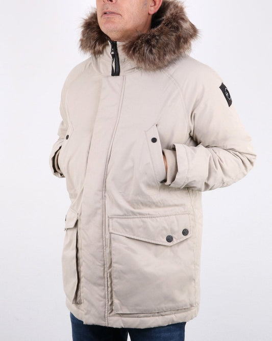 Marshall Artist Marshall Artist Parka mit abnehmbarer Pelzkapuze in Stein
