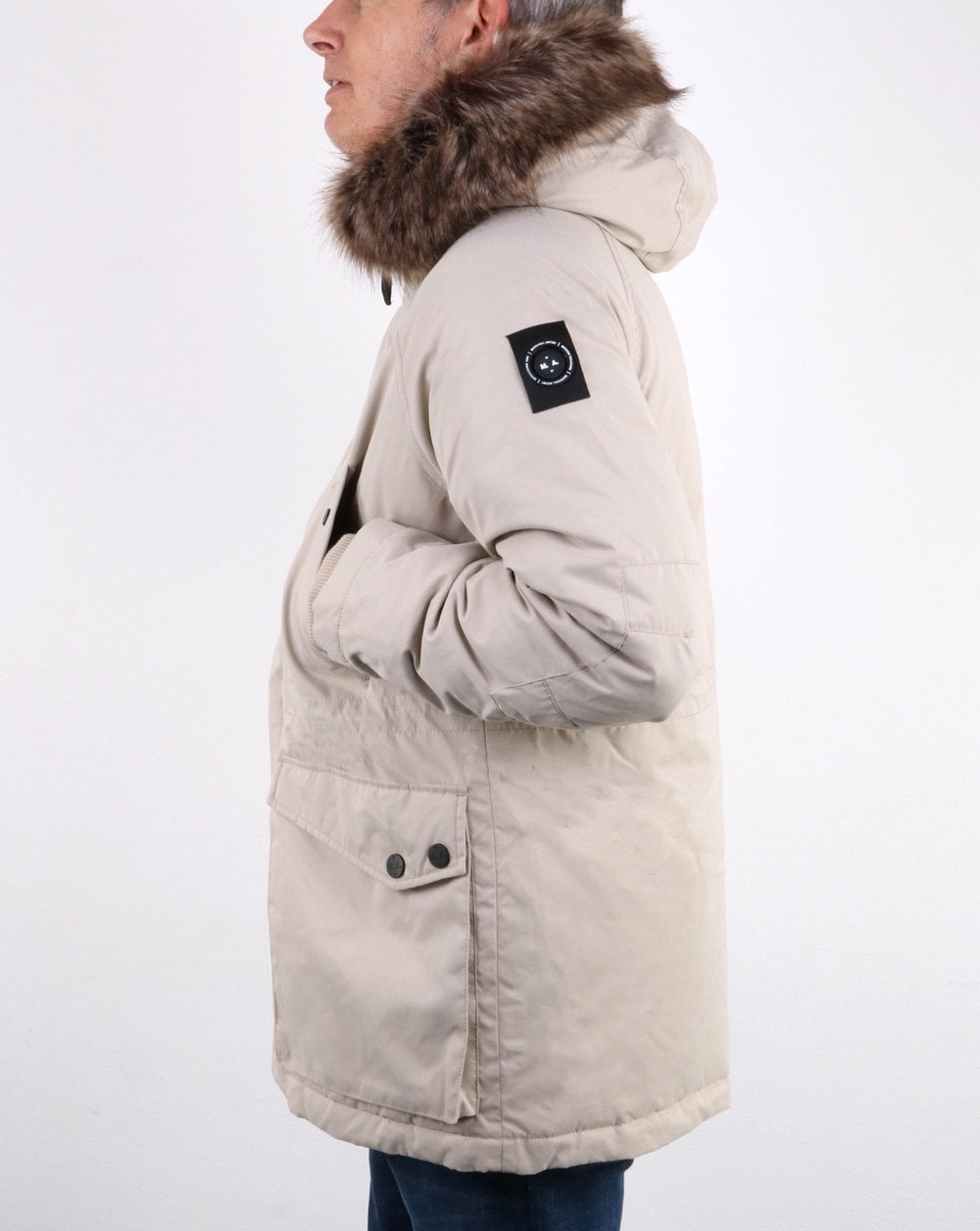 Marshall Artist Parka mit abnehmbarer Pelzkapuze in Stein
