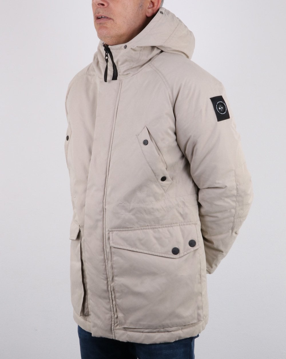 Marshall Artist Parka mit abnehmbarer Pelzkapuze in Stein