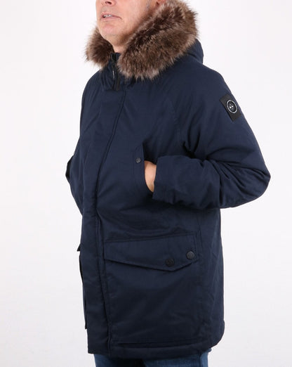 Marshall Artist Parka mit abnehmbarer Pelzkapuze, Marineblau